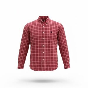 Men's Red Checkered Button Down Shirt